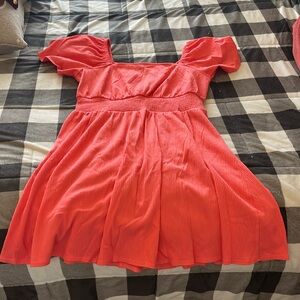 Old navy coral flutter sleeve dress, size large petite